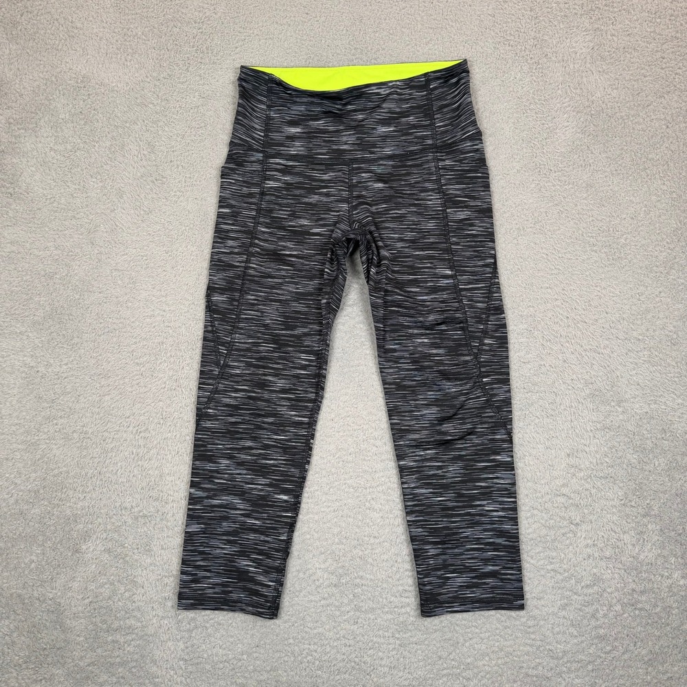 Old Navy Active Elevate Go-Dry Space Dye Capri Leggings Black Grey Womens Medium
